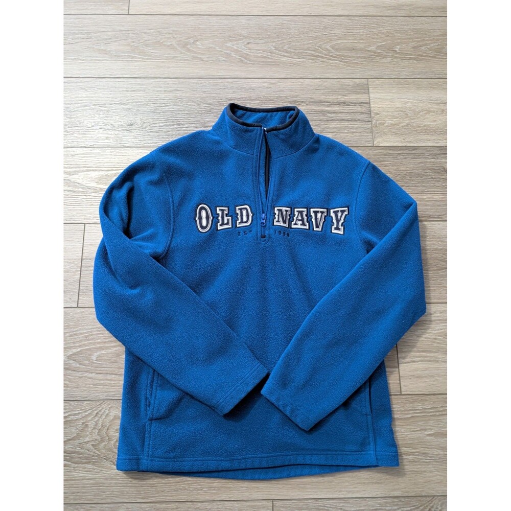 Old Navy Quarter 1/4 Zip Men's Medium Blue Fleece pullover Logo